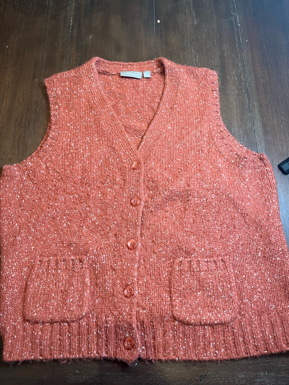 Croft & Barrow XL Orange Marled Knit Button Front Sweater Vest Cottagecore
